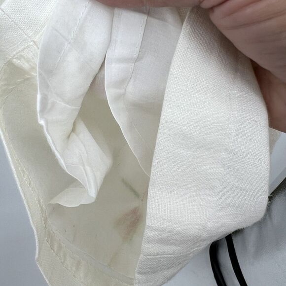 Paraphrase Womens 6 Dragonfly Embroidered Cropped White Lined Linen Pants Boho - Picture 8 of 11